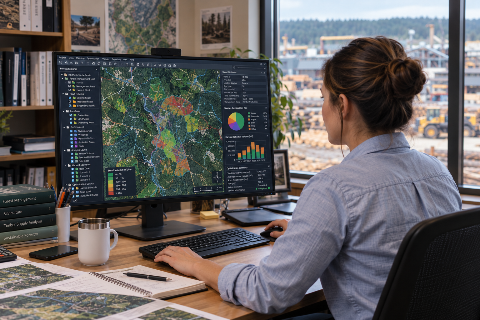 Forestry Planner at a Forestry Planning Software Workstation
